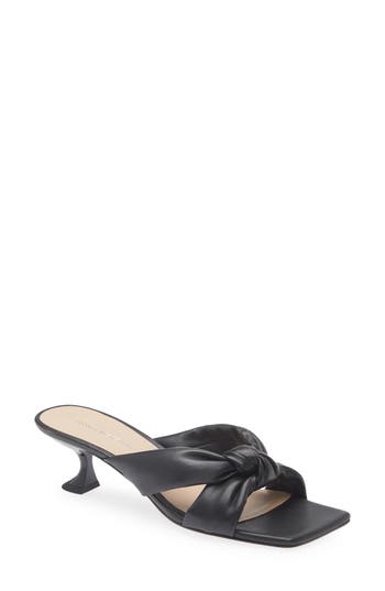 Stuart Weitzman Playa 50 Knot Kitten Heel Sandal In Black