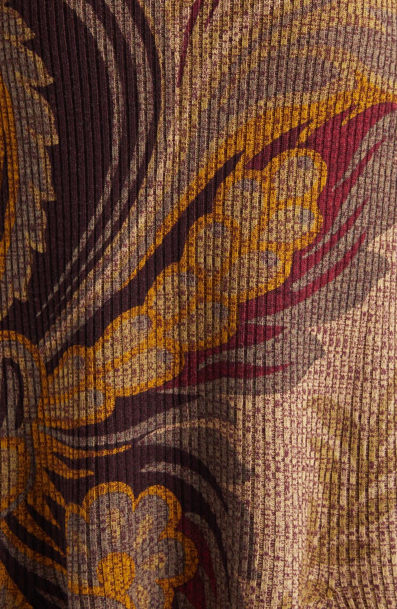 Etro Paisley Rib Wool Trumpet Skirt, Alternate, color, Beige Multi