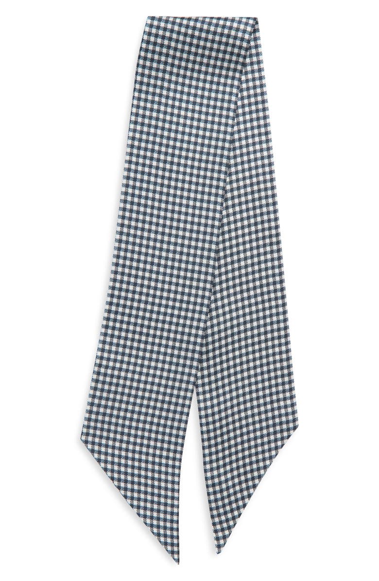 Vince Gingham Ribbon Silk Scarf, Alternate, color, Coastal Blue