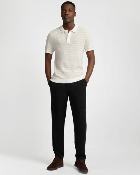 Cotton Textured Knit Polo Tee