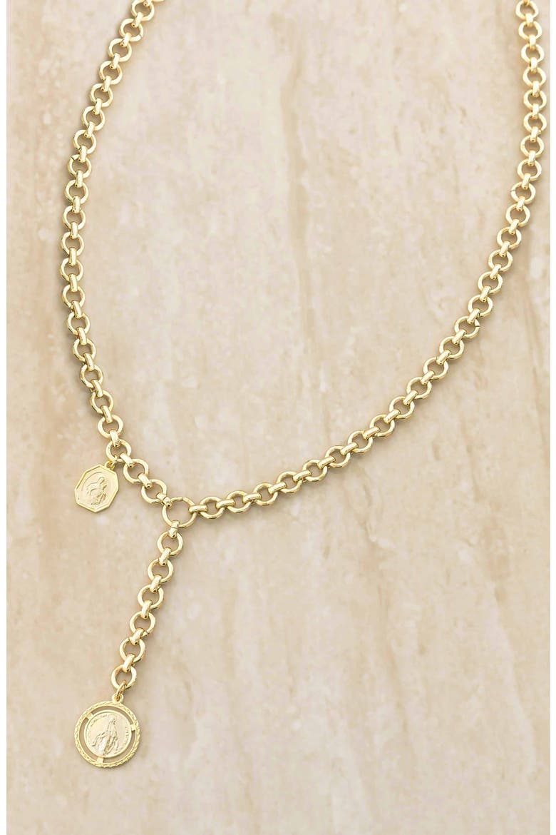 Medallion Lariat Necklace, Alternate, color, GOLD