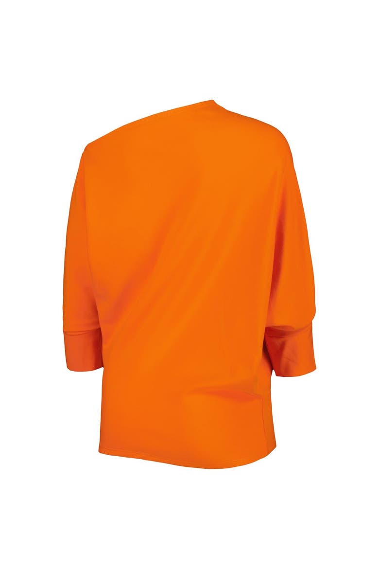 Women's KIYA TOMLIN Orange Cincinnati Bengals Twisted Tri-Blend Asymmetrical 3/4-Dolman Sleeve Sweatshirt, Alternate, color, Orange