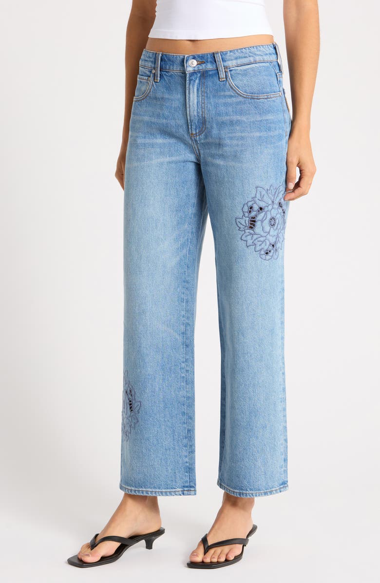 PAIGE Rylann Embroidered Eyelet Wide Leg Jeans, Alternate, color, Sail On Embroidered
