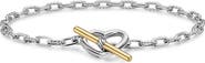 David Yurman DY Madison Heart Toggle Bracelet in Sterling Silver & 18K Yellow Gold, 3mm