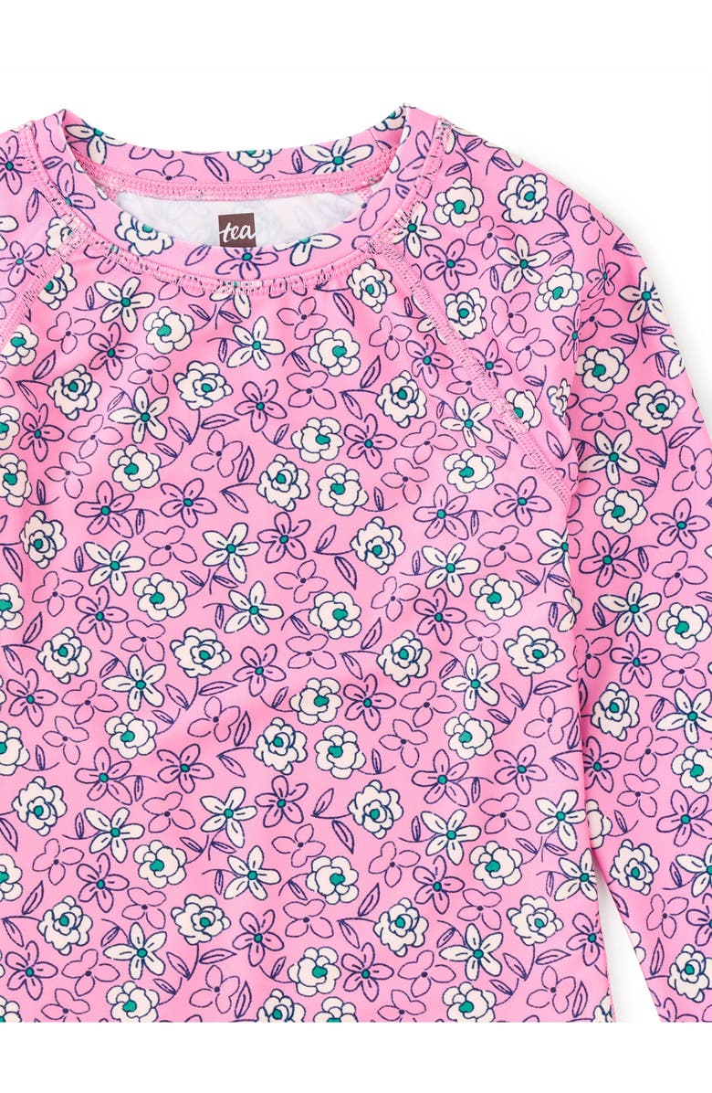 Tea Collection Long Sleeve Rash Guard, Alternate, color, Carnation Toss