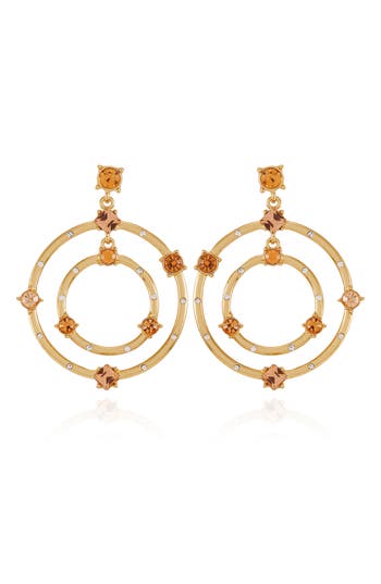 Vince Camuto Crystal Circular Drop Earrings In Goldtone Orange