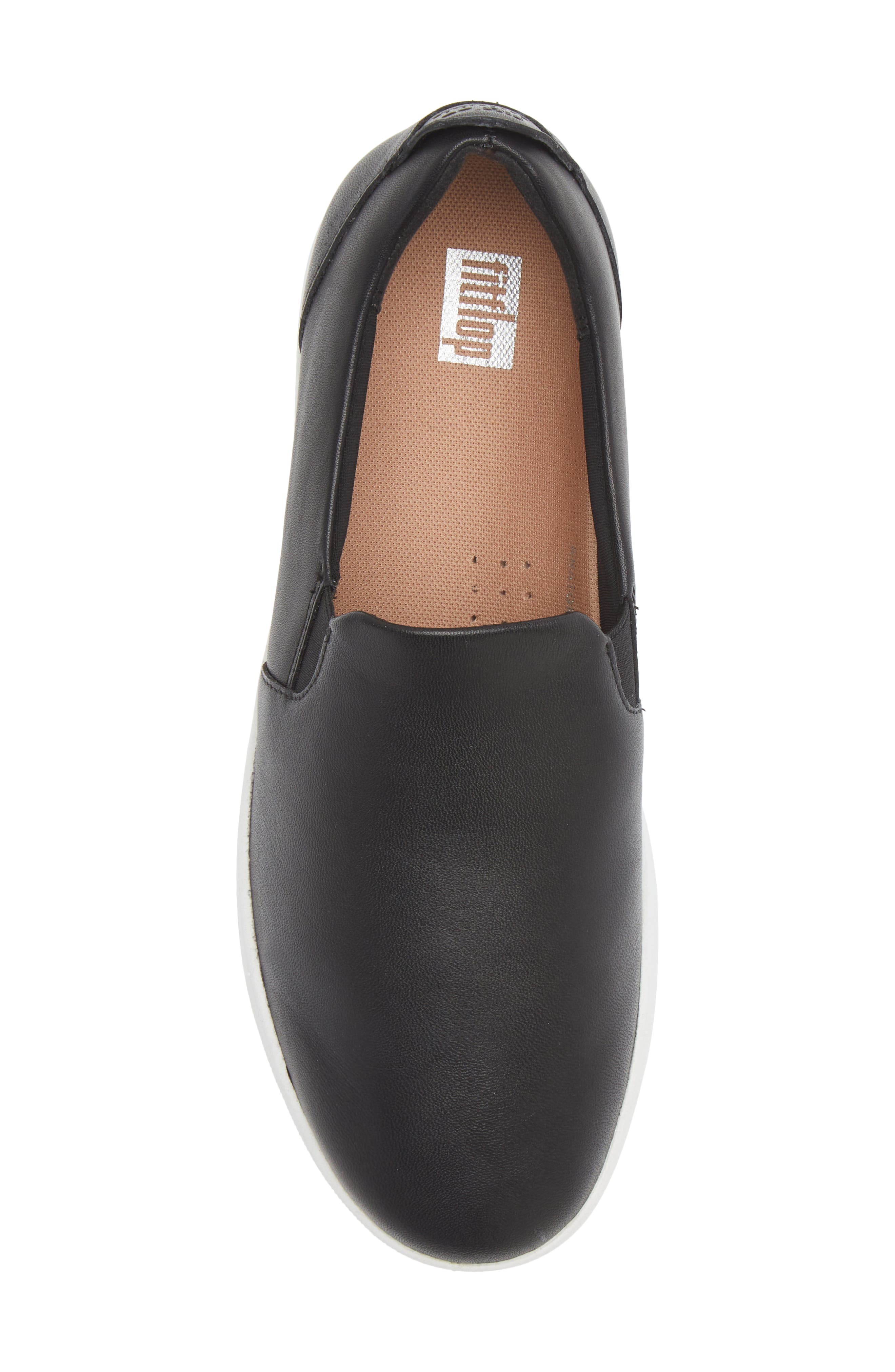 FitFlop Rally Leather Slip-On Skate Sneaker, Alternate, color, Black