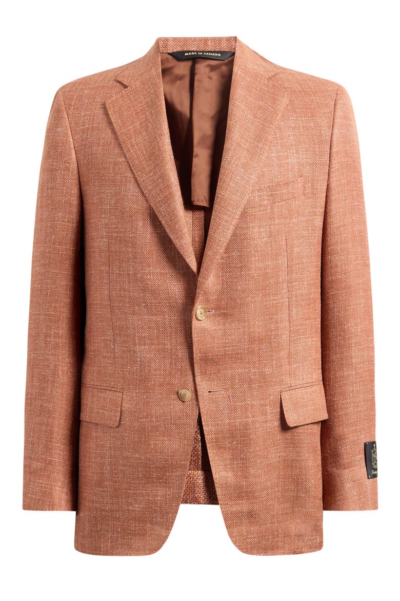 Burnt Sienna Wool & Silk Blend Hopsack Sport Coat, Alternate, color, ORANGE