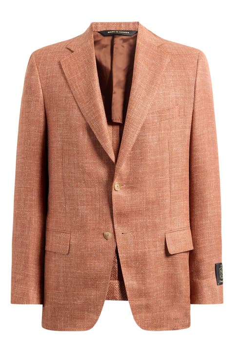 Burnt Sienna Wool & Silk Blend Hopsack Sport Coat