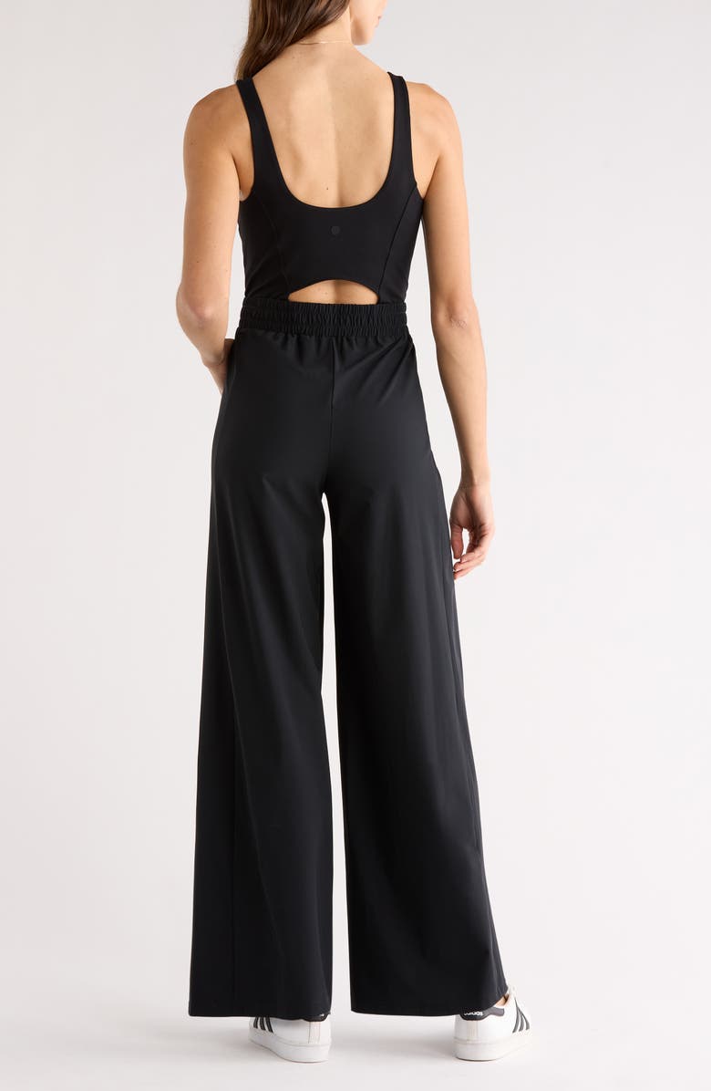 Zella Transit Wide Leg Jumpsuit, Alternate, color, Black
