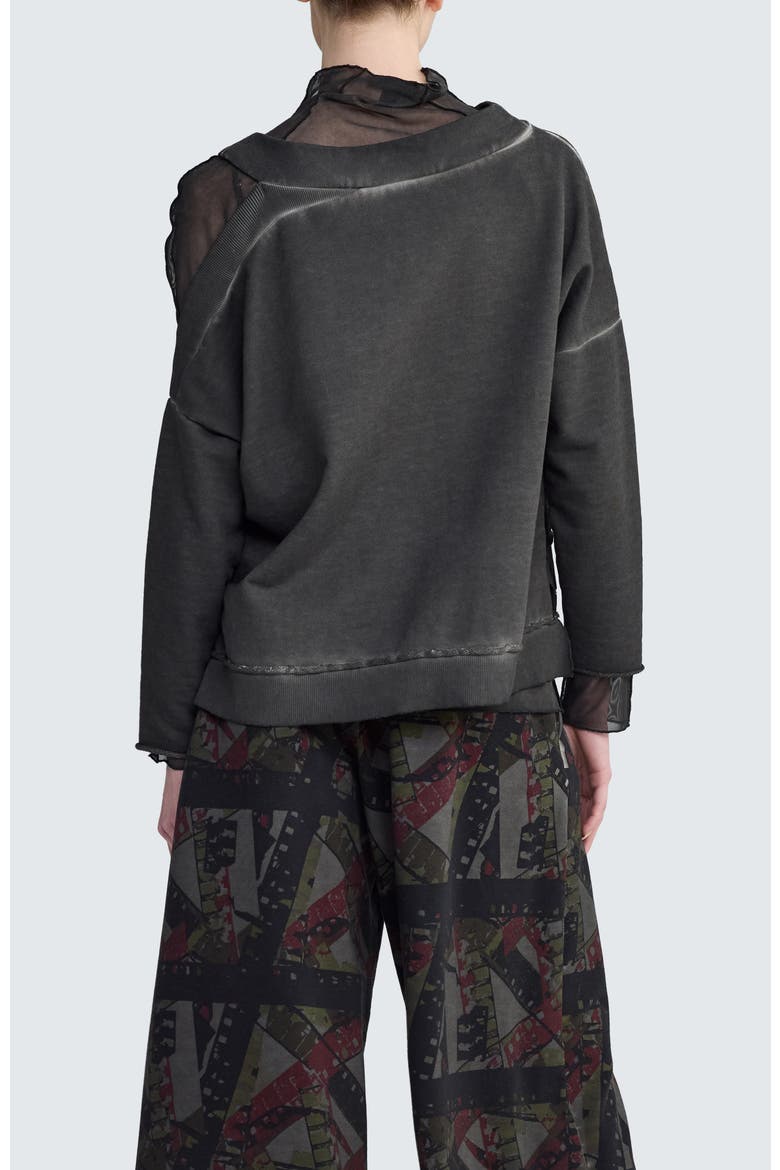 Yara One-Shoulder Pullover, Alternate, color, Misty Black