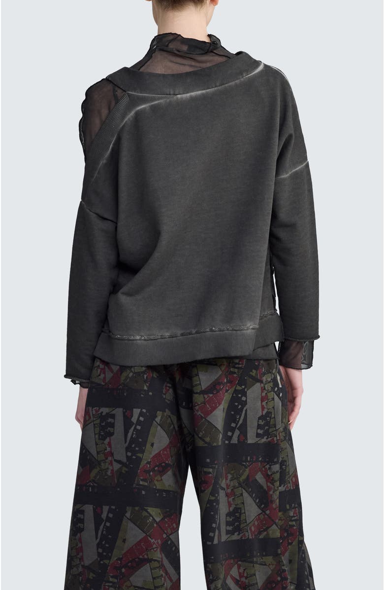 LUUKAA Yara One-Shoulder Pullover, Alternate, color, Misty Black