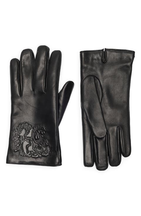 Tiger Embossed Leather Gloves