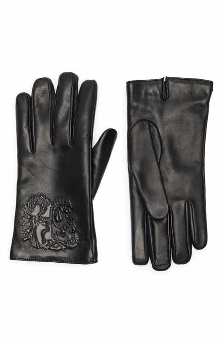 Gucci Tiger Embossed Leather Gloves
