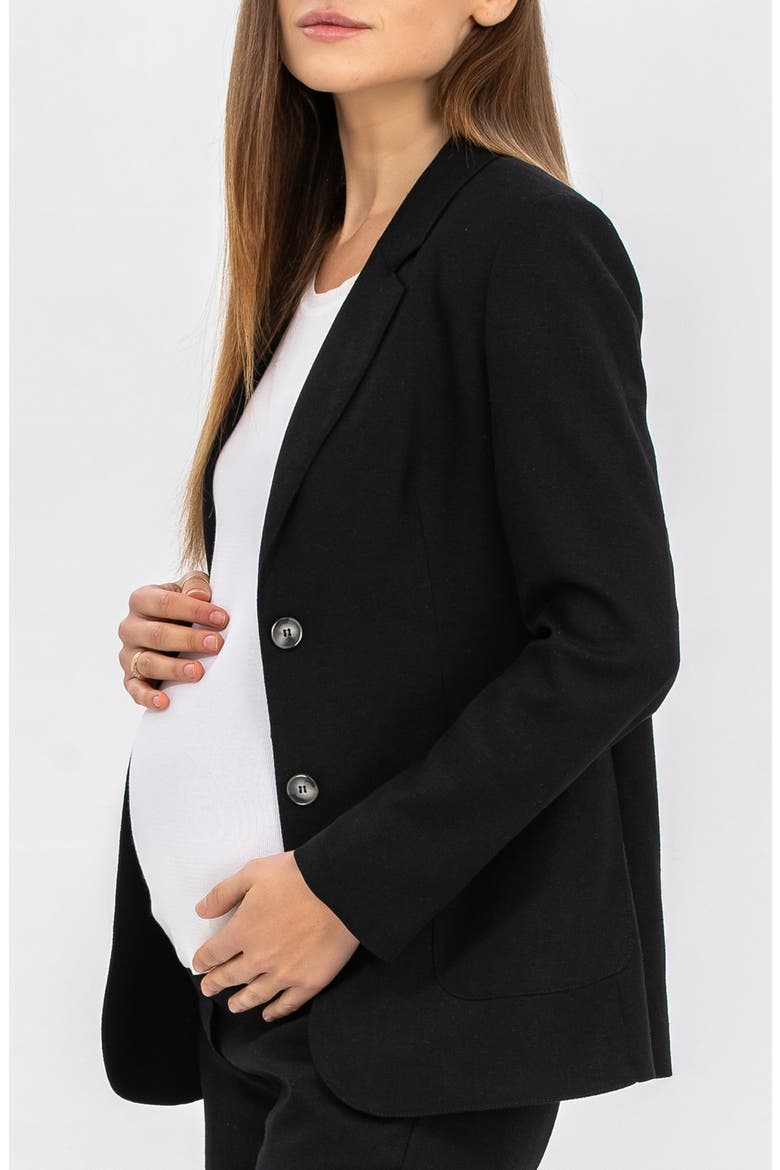 Eliana Two-Button Maternity Blazer, Alternate, color, BLACK