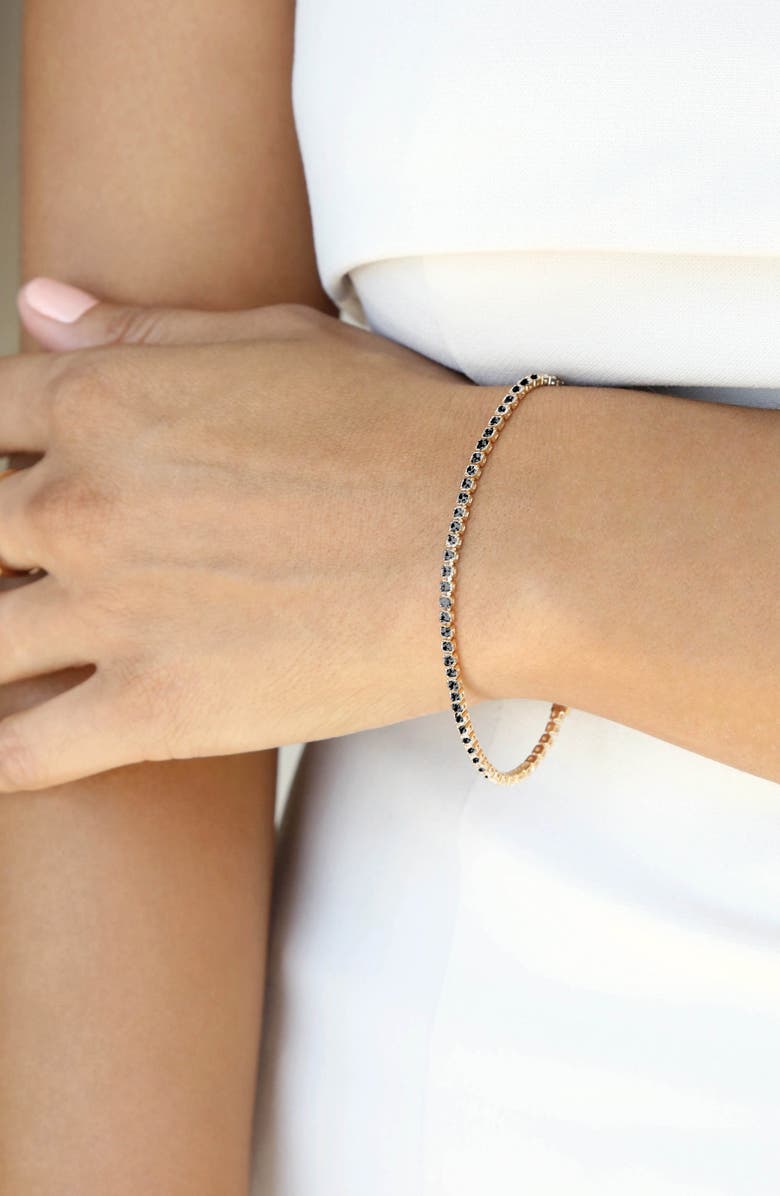 Ettika Minimalist Cubic Zirconia Tennis Bracelet, Alternate, color, Black