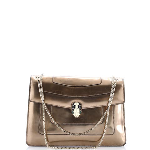 Serpenti Forever Square Shoulder Bag Metallic Leather Medium