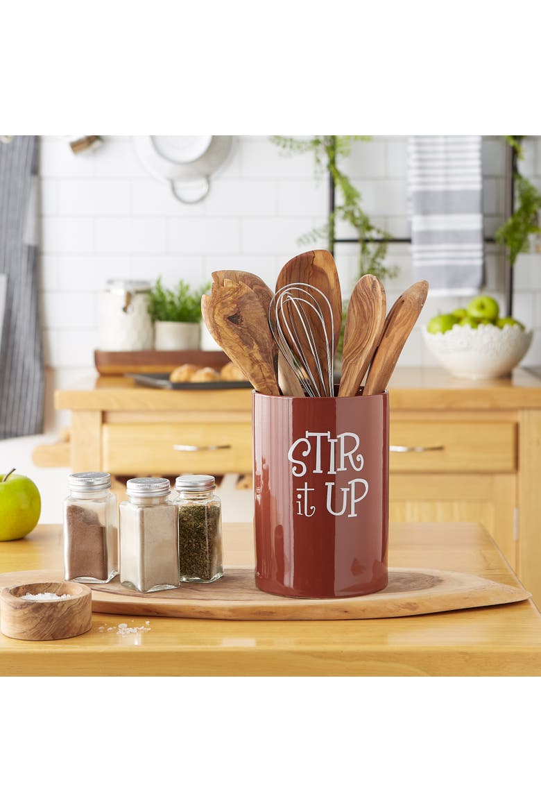 Stir It Up Ceramic Utensil Holder, Alternate, color, Cinnamon