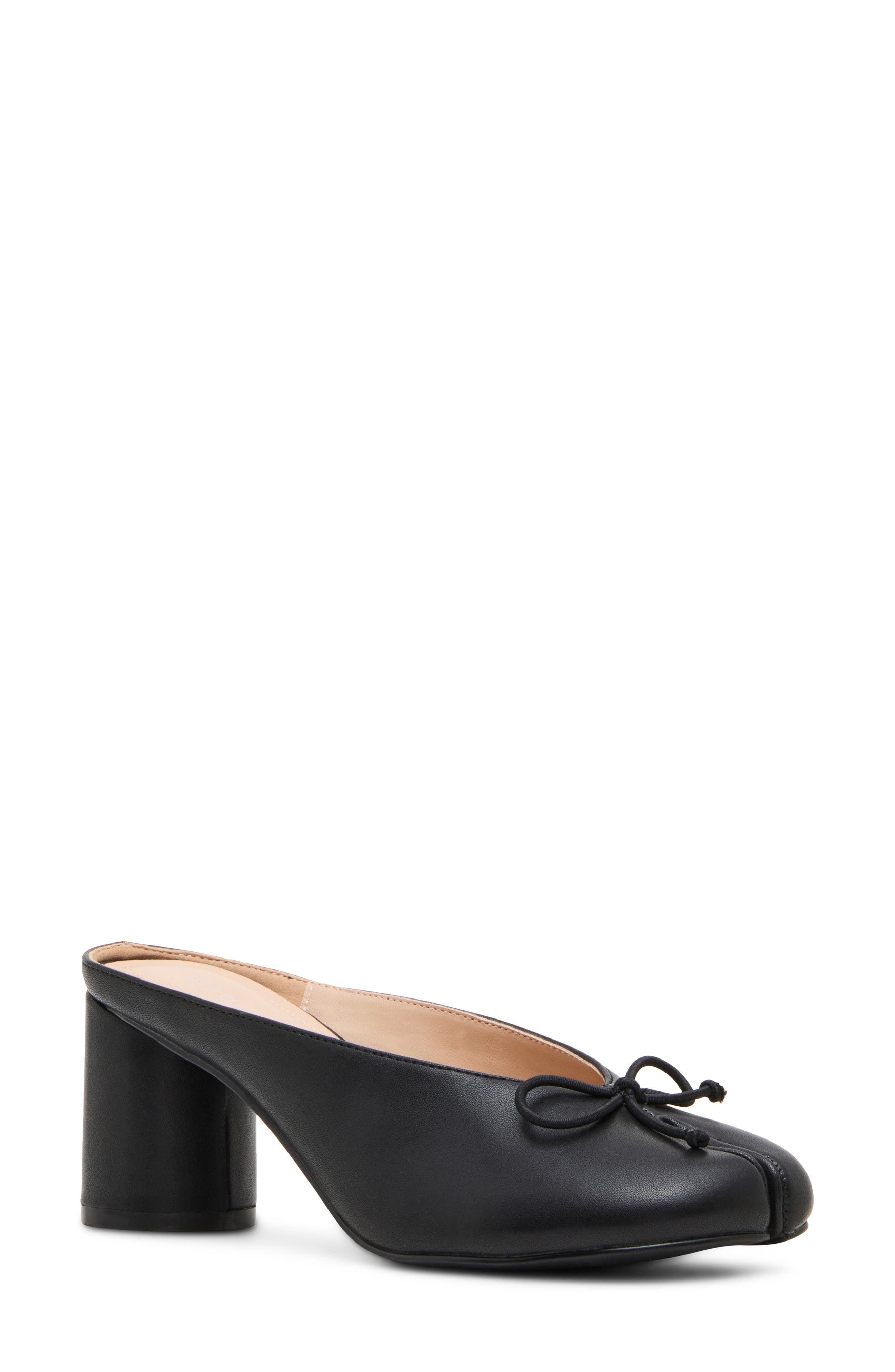 Chrome Faux Leather Split Toe Mule