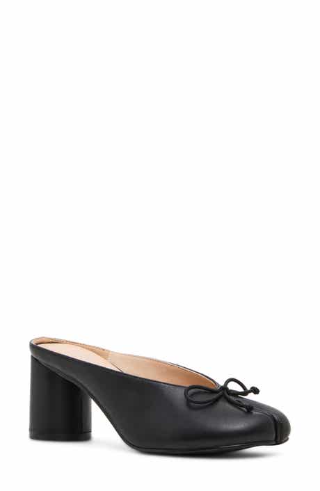 Chrome Faux Leather Split Toe Mule