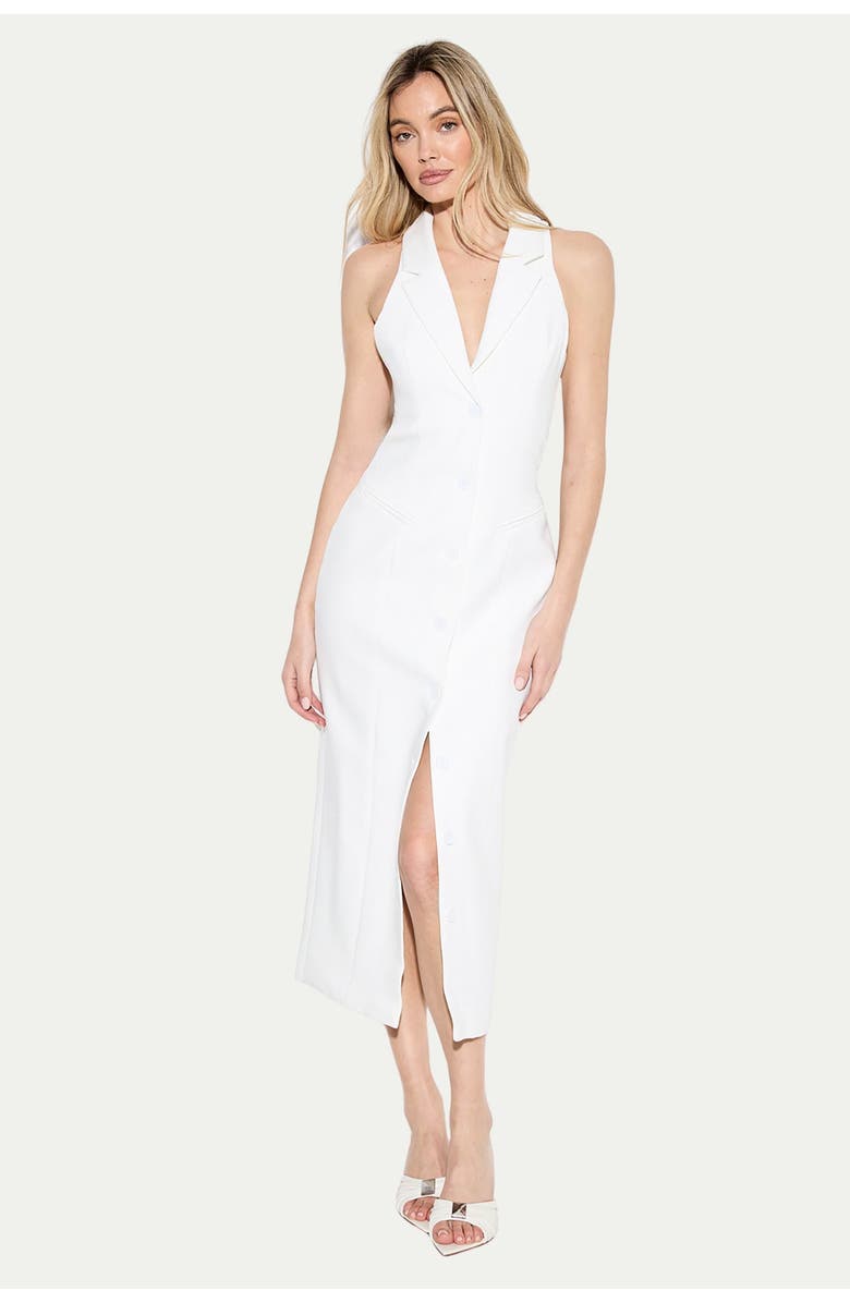 MissPap Premium Open Back Waistcoat Midi Dress, Main, color, Ivory