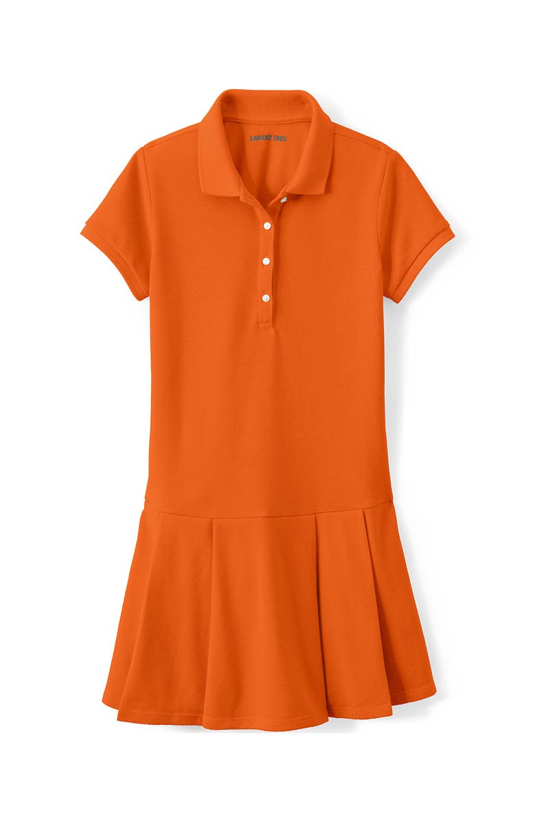 Lands
 End School Uniform Girls Short Sleeve Mesh Pleated Polo Dress, Alternate, color, Orange Spice