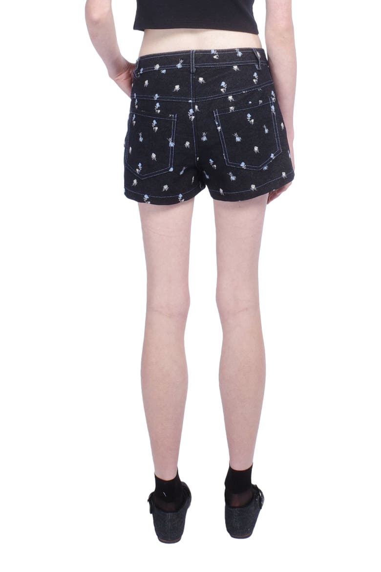 Denim Embroidered Roses Shorts, Alternate, color, Black Multi