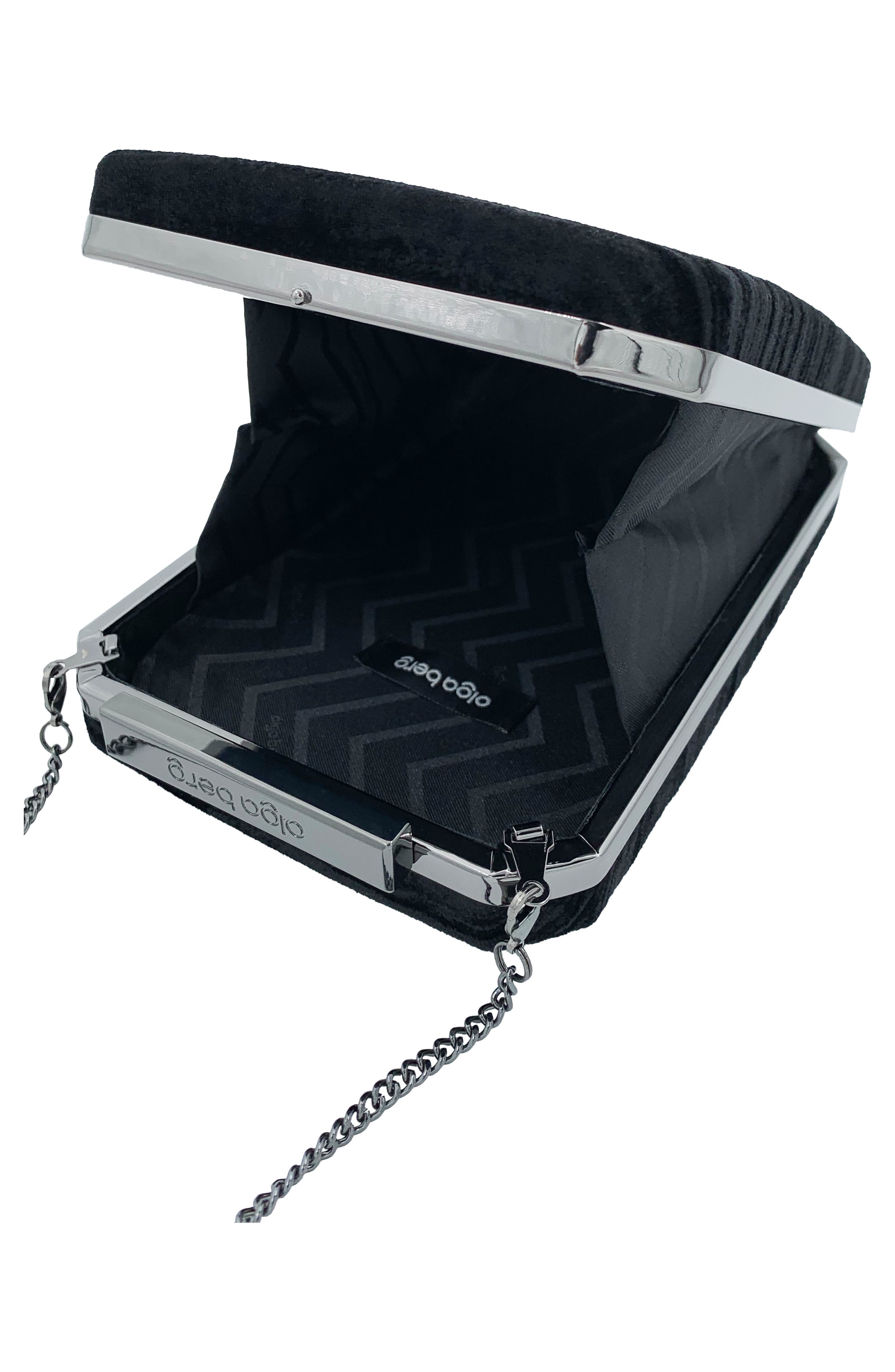 Olga Berg Cassandra Velvet Box Clutch, Alternate, color, 