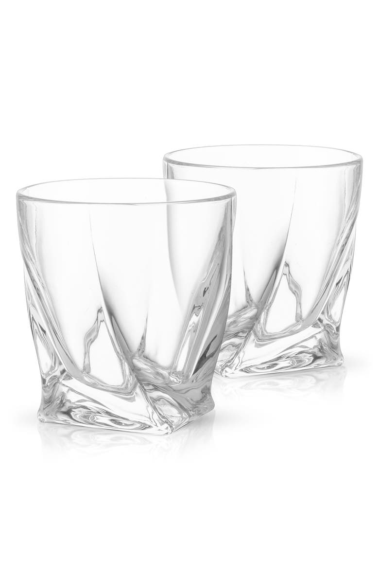 JoyJolt Set of 2 Atlas Crystal Double Old Fashioned Glasses, Alternate, color, Clear
