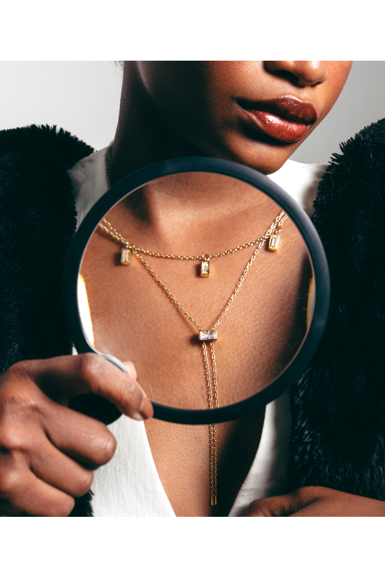 Crystal Gumdrop Necklace, Alternate, color, Gold