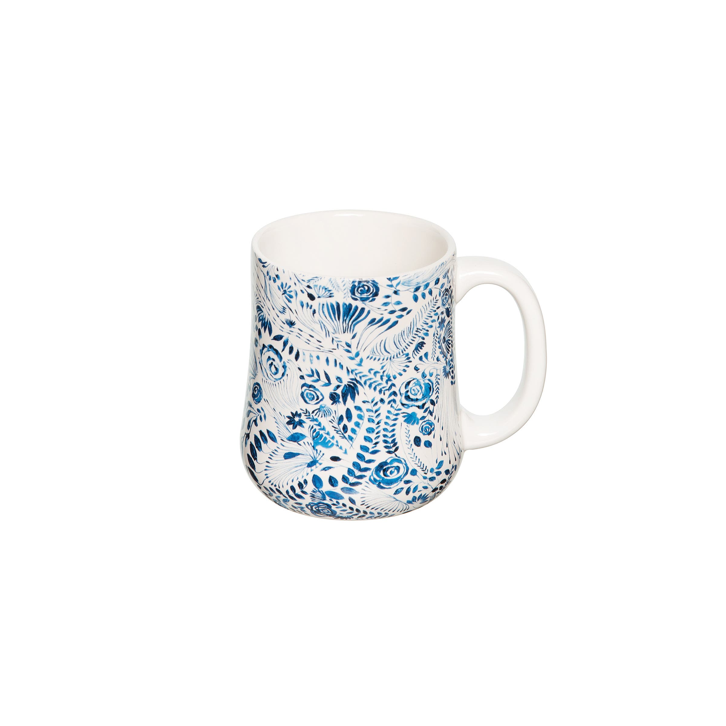 Carol & Frank Navy Floral Mug 16 oz In Blue