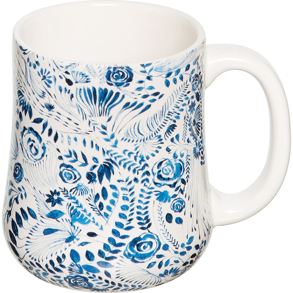 Carol & Frank Navy Floral Mug 16 oz In Blue