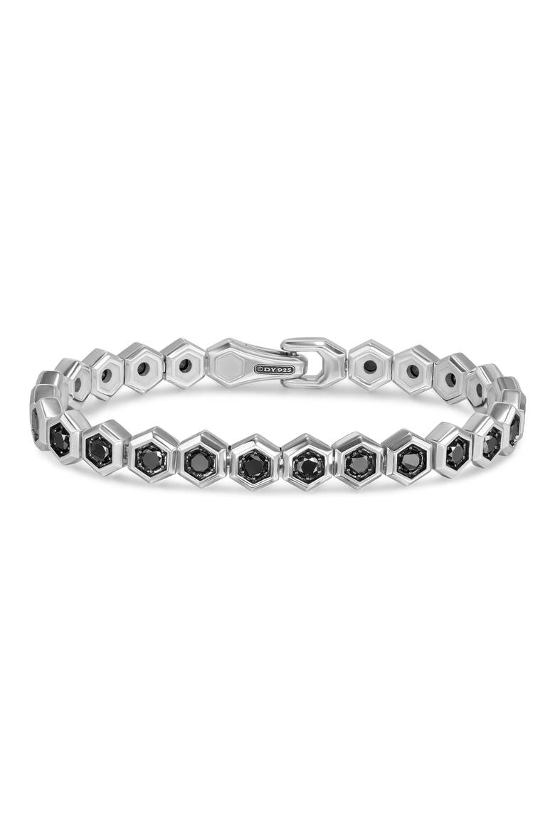 Men's Hex Pavé Tennis Bracelet in Black Titanium with Black Diamonds, Main, color, SILVER PAVE