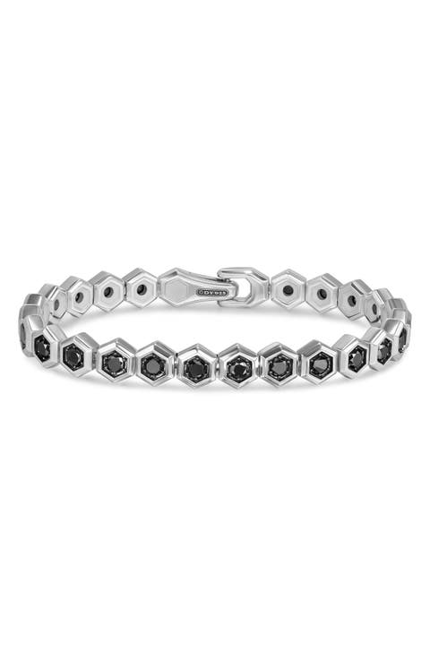 Men's Hex Pavé Tennis Bracelet in Black Titanium with Black Diamonds