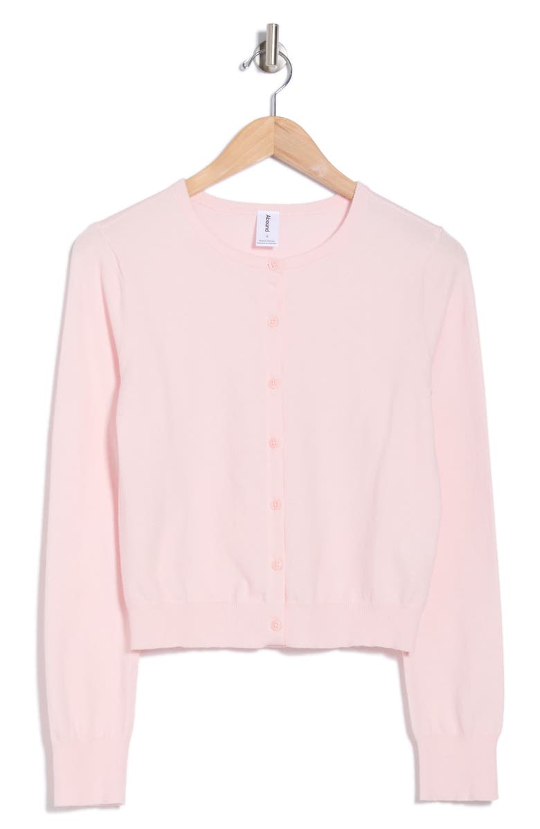 Abound Crew Neck Cardigan, Alternate, color, Pink Balm