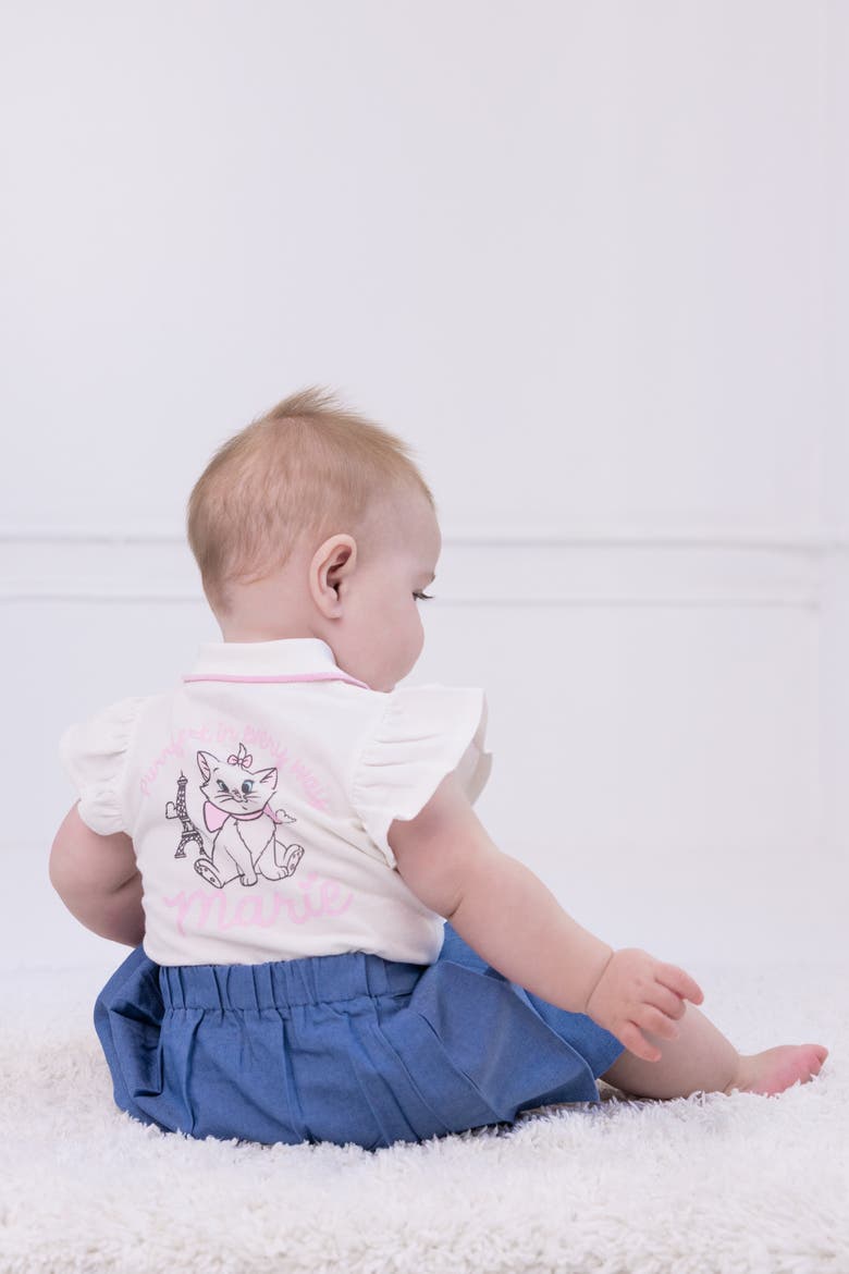 The Aristocats Marie Pleated 2-Piece Bodysuit and Skirt Set, Alternate, color, White Blue Marie