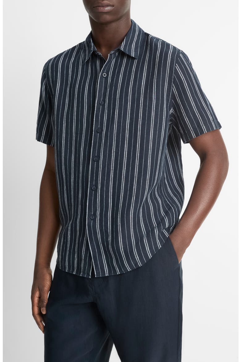 Stripe Classic Fit Short Sleeve Button-Up Shirt, Main, color, COASTAL