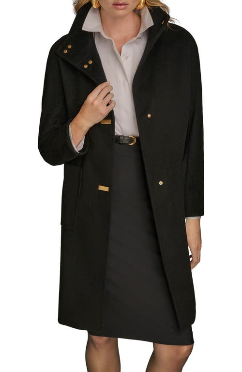Donna Karan New York Convertible Collar Wool Blend Coat In Black