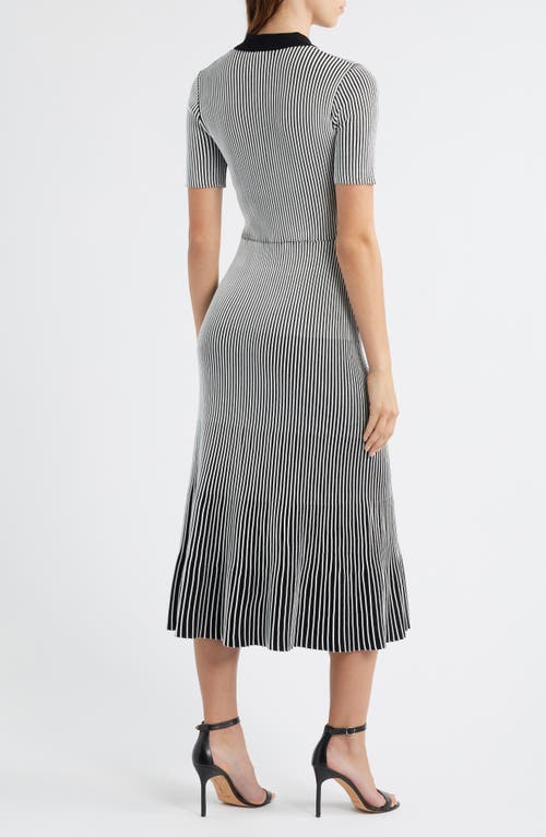 Zoe And Claire Collared Short Sleeve Ribbed Sweater Dress In Multi