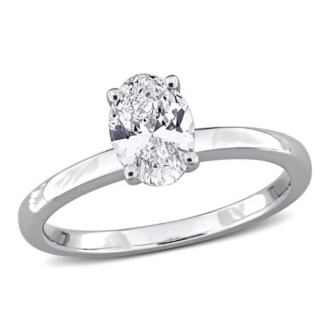 1 CTW Lab-Grown Diamond Oval Solitaire Ring 10k