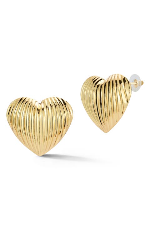 Puffy Heart Stud Earrings