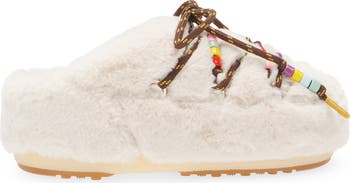Beaded Faux Fur Clog