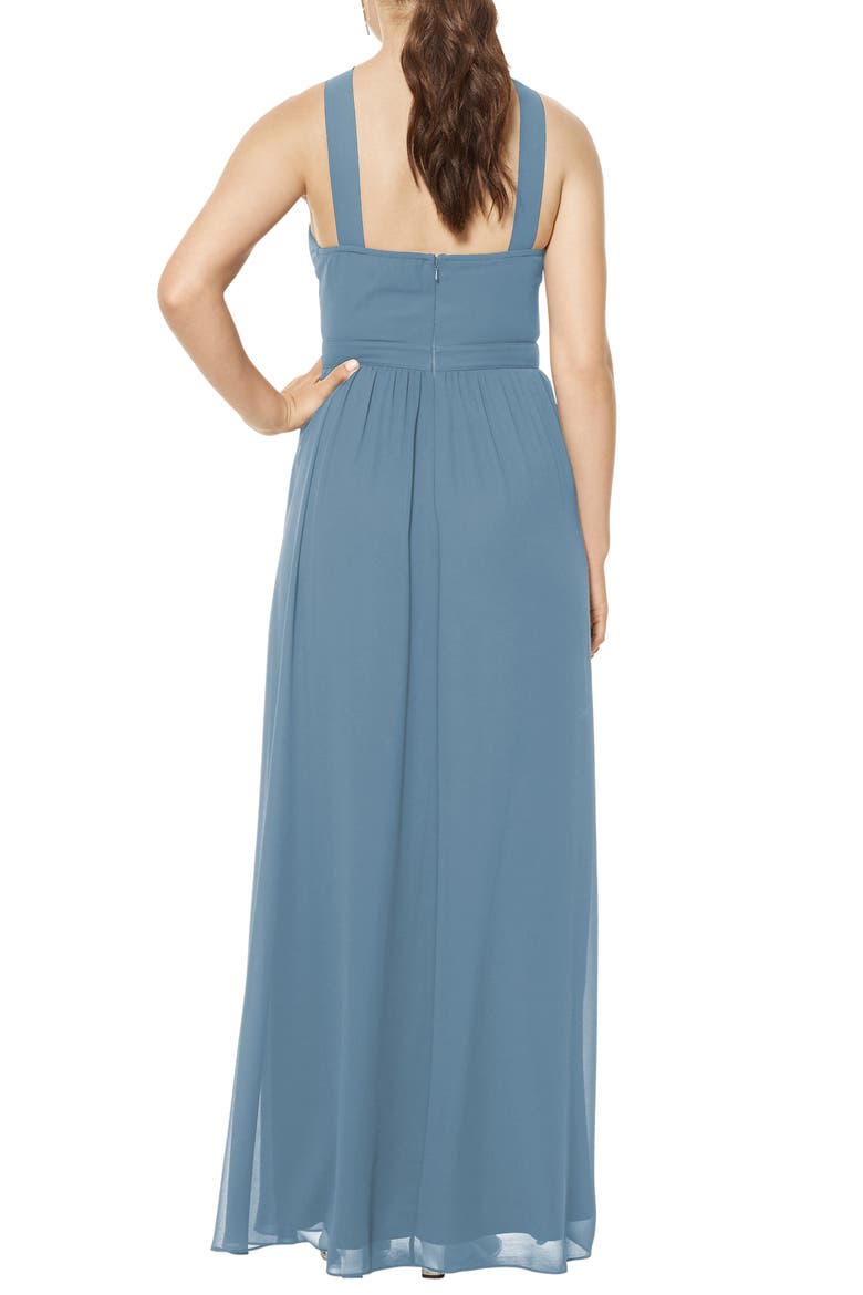 Halter Chiffon A-Line Gown, Alternate, color, SLATE