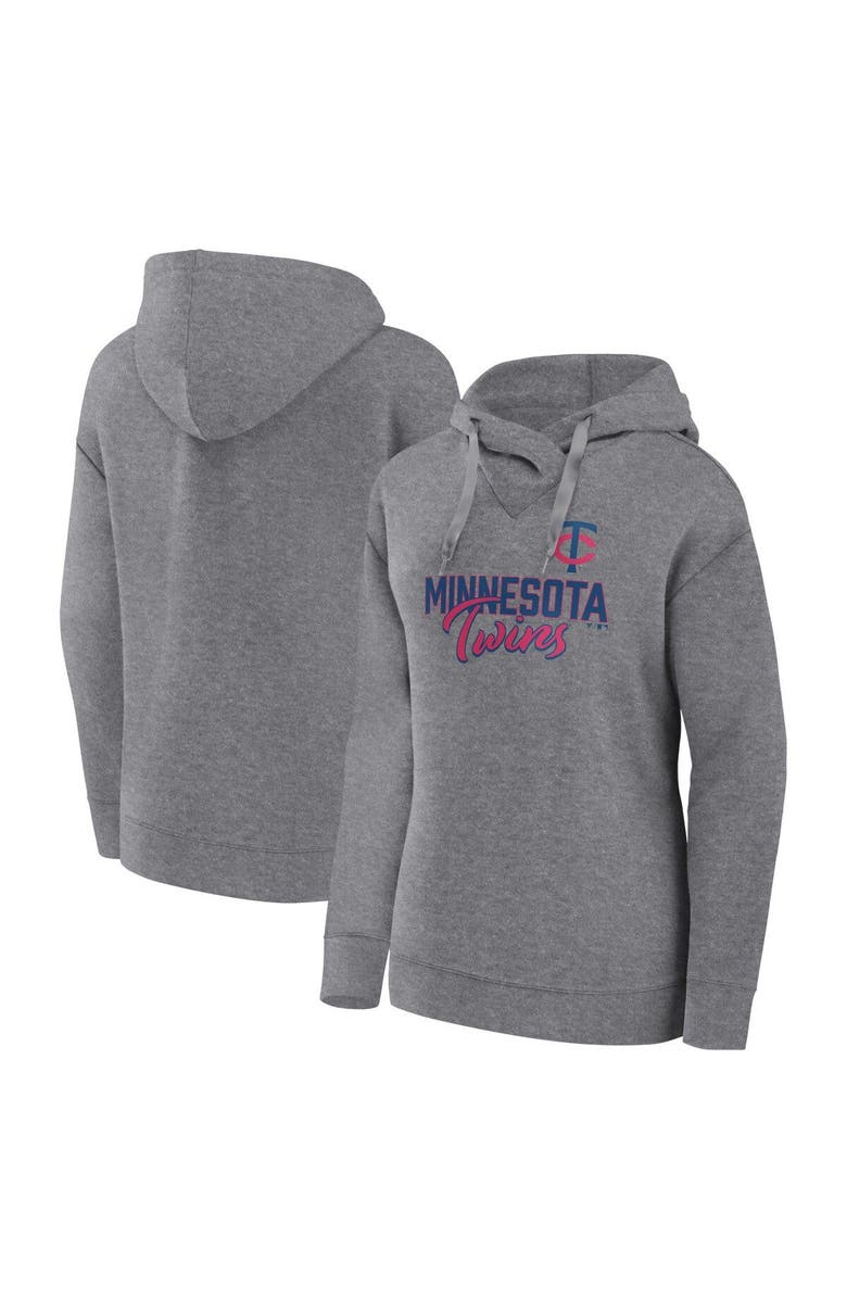 FANATICS Women's Fanatics Branded Heather Gray Minnesota Twins Script Favorite Lightweight Pullover Hoodie, Main, color, Heather Gray