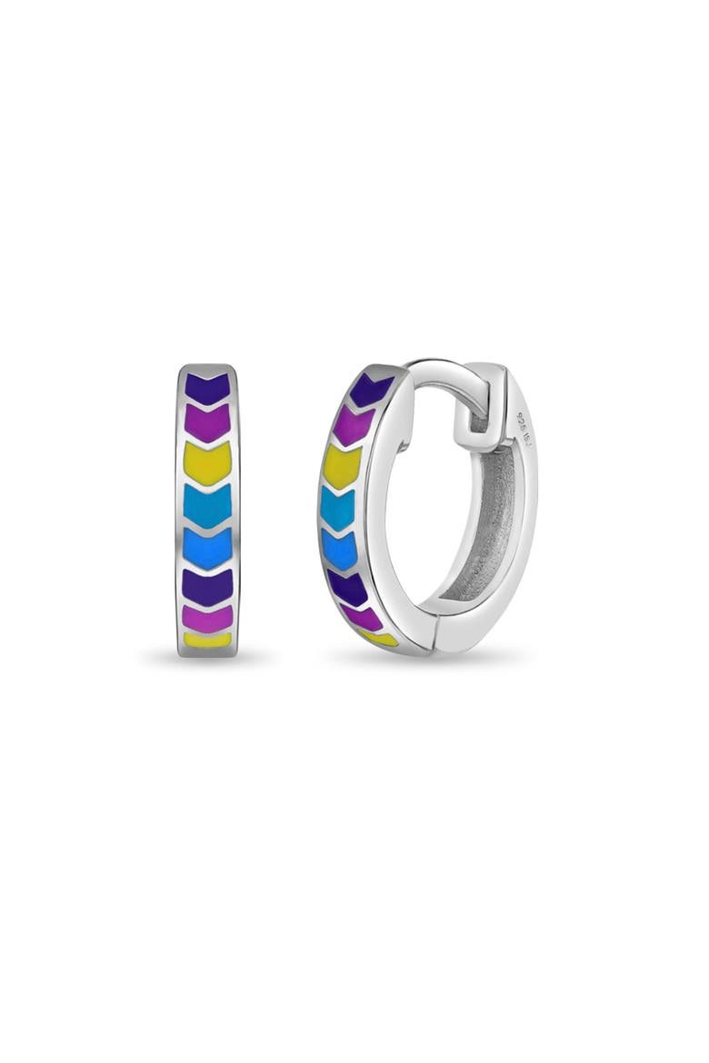 Rainbow Enamel Girls Huggie Hoops, Main, color, Multi-Color