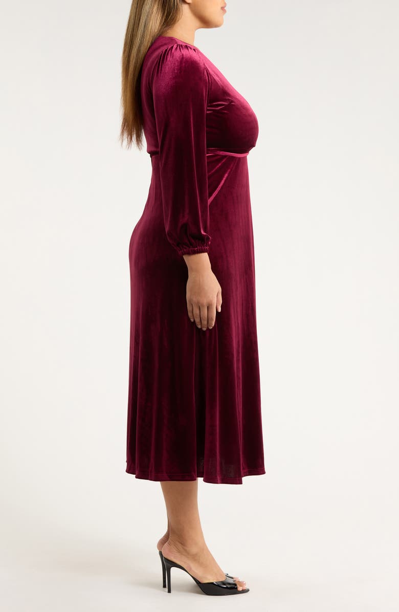 Halogen<sup>®</sup> Wrap Front Long Sleeve Velvet Maxi Dress, Alternate, color, Merlot
