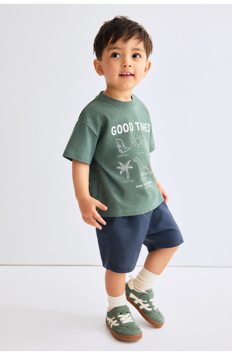 H&M Linen-blend Shorts, Alternate, color, Dark Blue