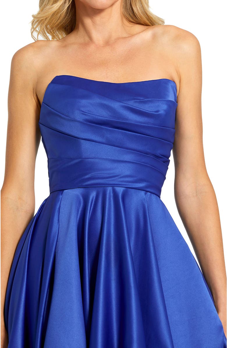 Mac Duggal Asymmetrical High Low Strapless Ruched Gown, Alternate, color, Cobalt