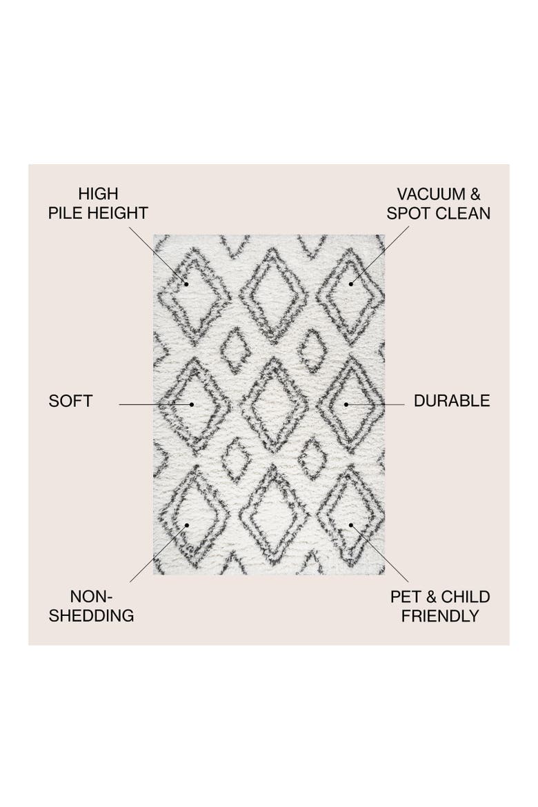 Beni Moroccan Style Diamond Shag Area Rug, Alternate, color, Ivory/Dark Gray