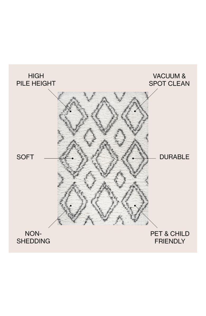JONATHAN Y Beni Moroccan Style Diamond Shag Area Rug, Alternate, color, Ivory/Dark Gray